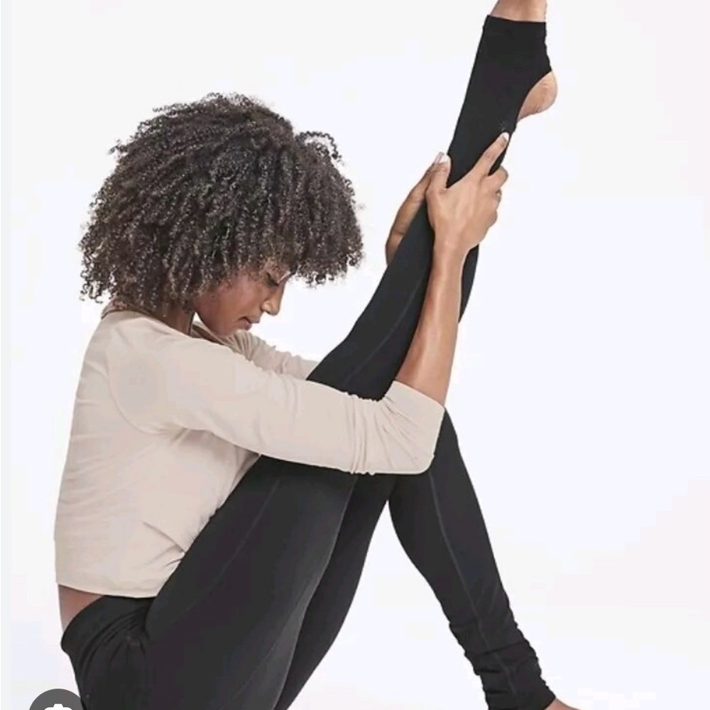 Athleta Barre Stirrup Black Tights (Petite S)